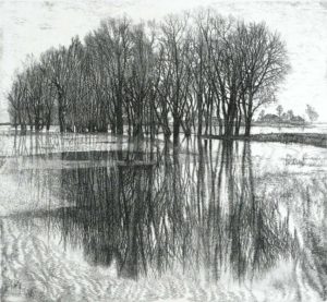 Stanislav Nikireev "Spring Flood" etching