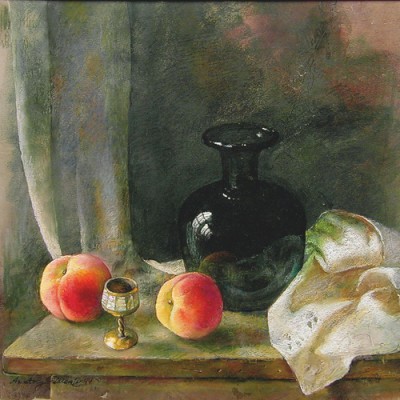 Still Life with Green Bottle, Pastel, 18x18  Up