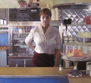 William Oberst, North Adams, MA "Diner Waitress" oil on linen, 46" x50".